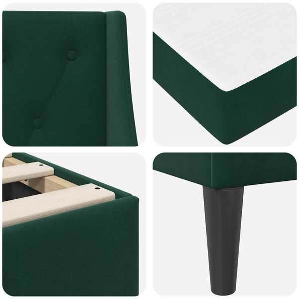 vidaXL Bed Frame with Mattress Dark Green 160 x 200 cm Velvet