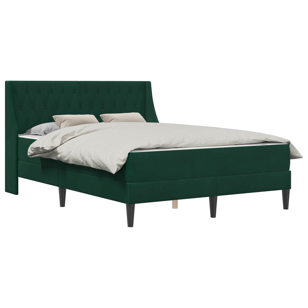 vidaXL Bed Frame with Mattress Dark Green 160 x 200 cm Velvet