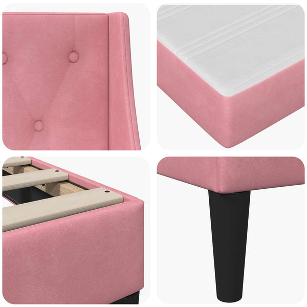 vidaXL Bed Frame with Mattress with Mattress Pink 160 x 200 cm Velvet