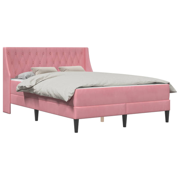 vidaXL Bed Frame with Mattress with Mattress Pink 160 x 200 cm Velvet