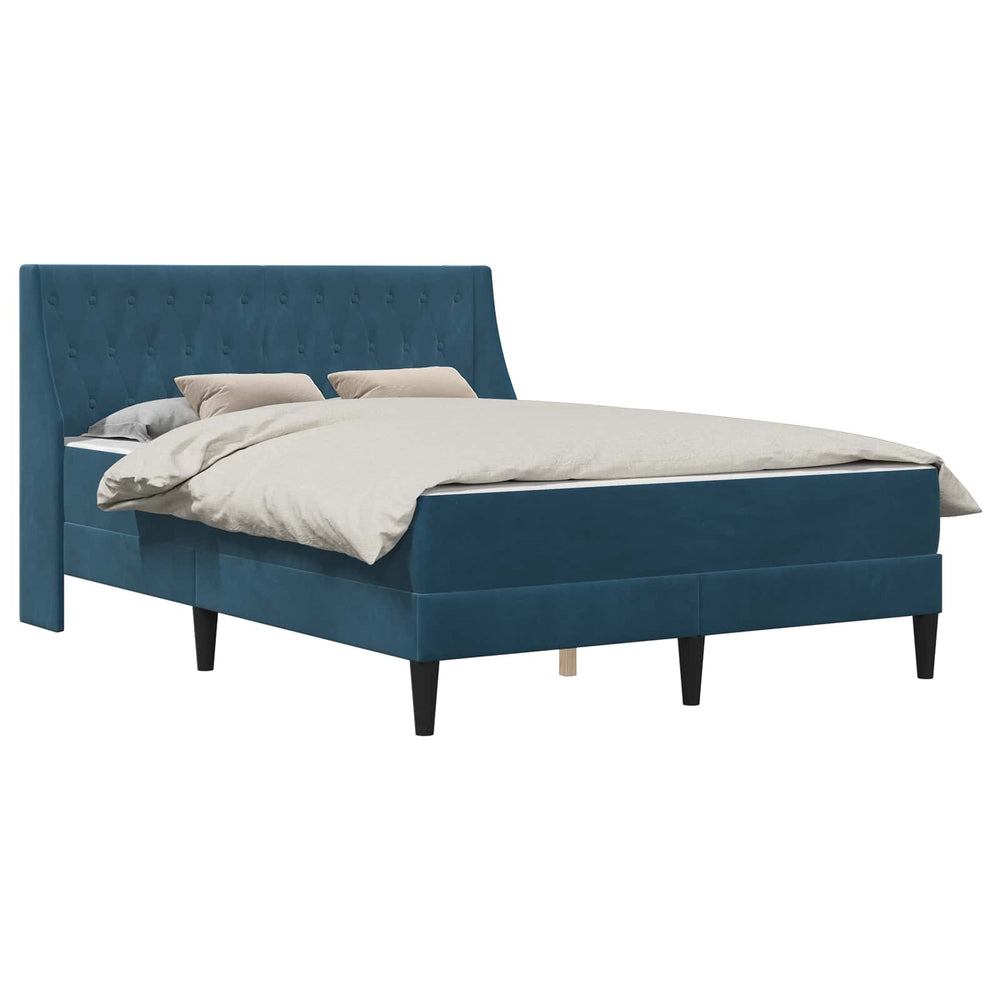 vidaXL Bed Frame with Mattress with Mattress Blue 160 x 200 cm Velvet