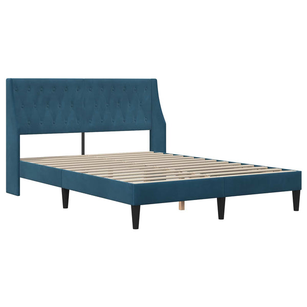vidaXL Bed Frame with Mattress with Mattress Blue 160 x 200 cm Velvet