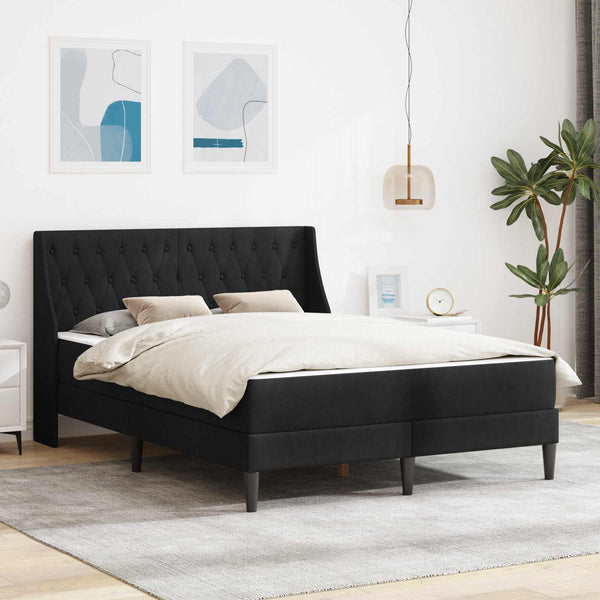 vidaXL Bed Frame with Mattress with Mattress Black 180 x 200 cm Velvet