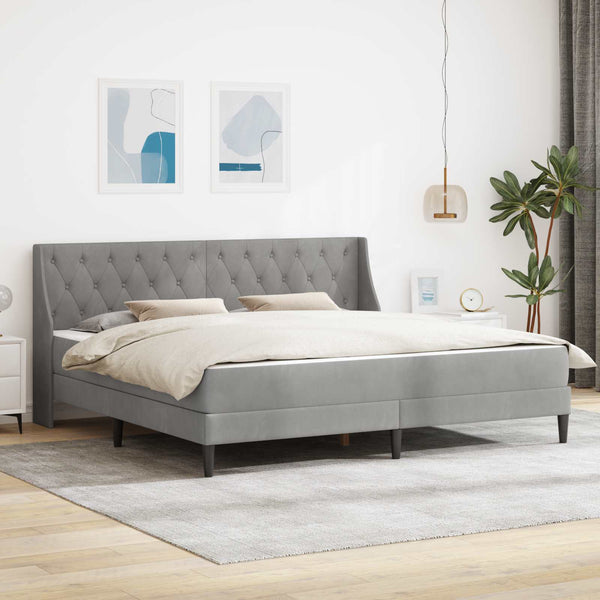 vidaXL Bed Frame with Mattress Light Gray 200 x 200 cm Velvet