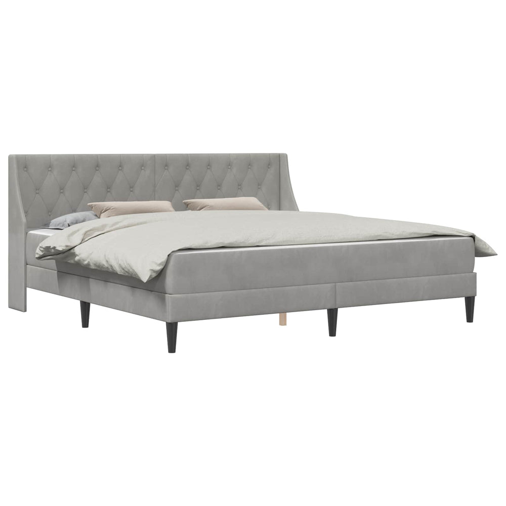 vidaXL Bed Frame with Mattress Light Gray 200 x 200 cm Velvet