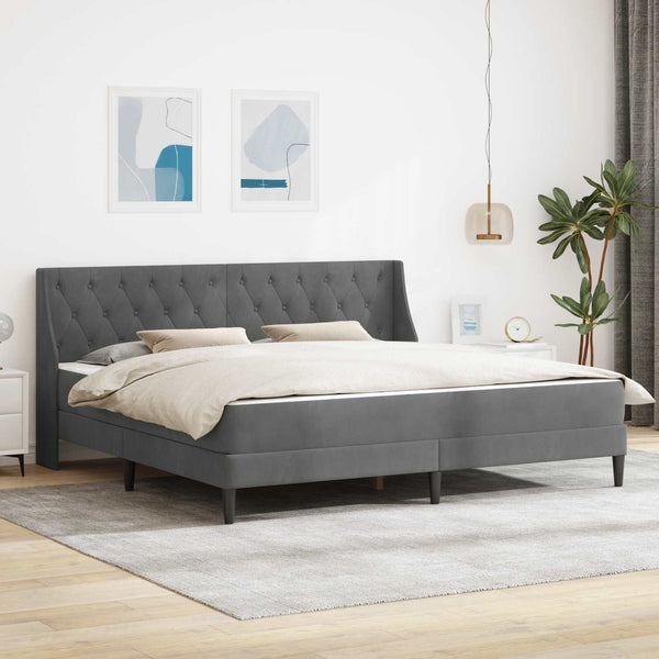 vidaXL Bed Frame with Mattress Dark Grey 200 x 200 cm Velvet