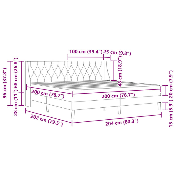 vidaXL Bed Frame with Mattress Dark Grey 200 x 200 cm Velvet
