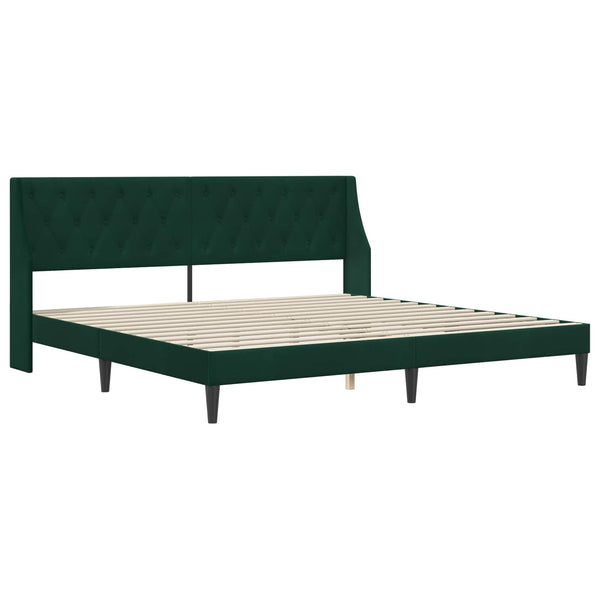 vidaXL Bed Frame with Mattress Dark Green 200 x 200 cm Velvet