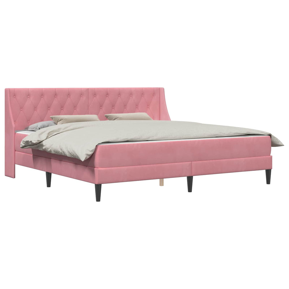 vidaXL Bed Frame with Mattress with Mattress Pink 200 x 200 cm Velvet