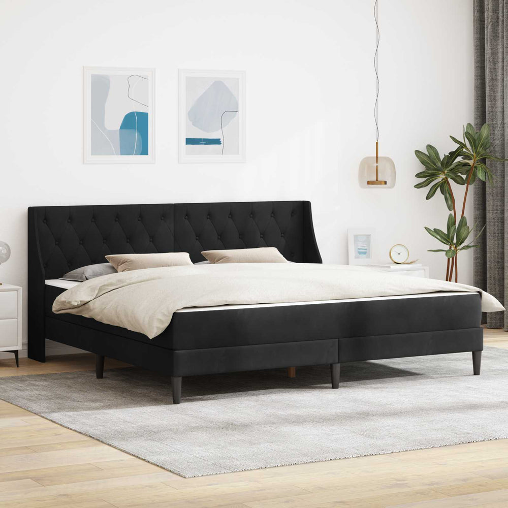 vidaXL Bed Frame with Mattress with Mattress Black 200 x 200 cm Velvet