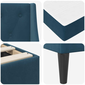 vidaXL Bed Frame with Mattress Blue 200 x 200 cm Velvet
