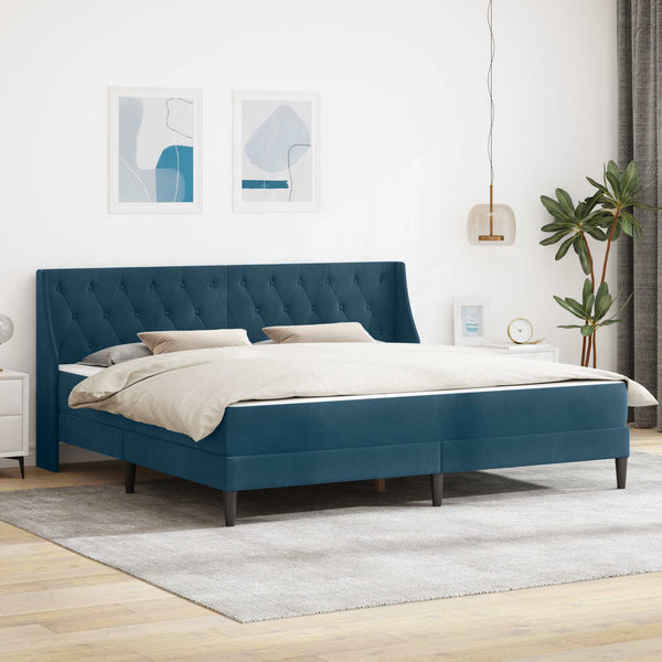 vidaXL Bed Frame with Mattress Blue 200 x 200 cm Velvet