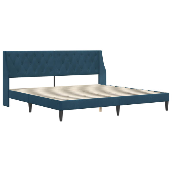vidaXL Bed Frame with Mattress Blue 200 x 200 cm Velvet