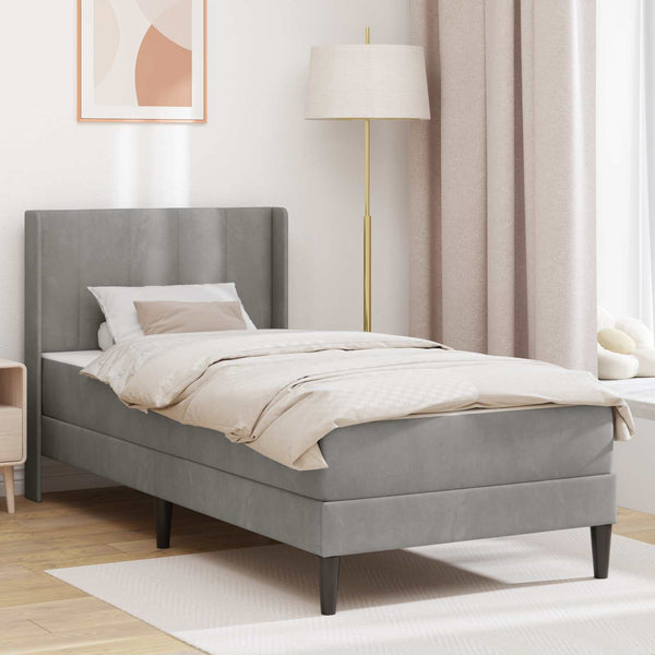 vidaXL Bed Frame with Mattress and Headboard Light Gray 80 x 200 cm Velvet