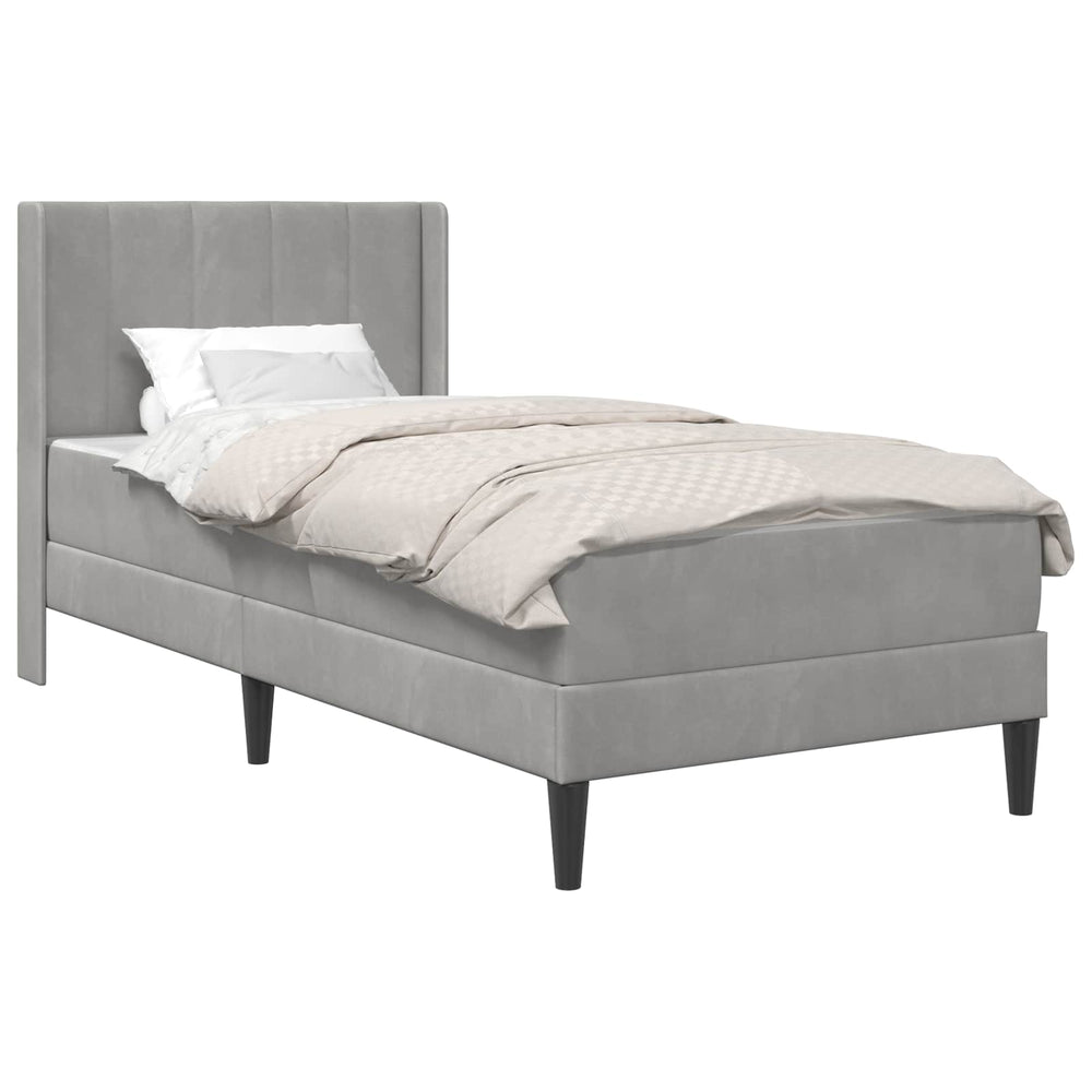 vidaXL Bed Frame with Mattress and Headboard Light Gray 80 x 200 cm Velvet