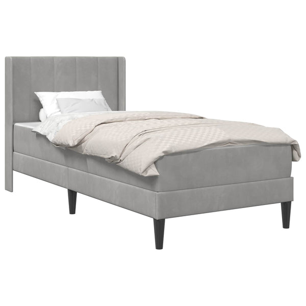 vidaXL Bed Frame with Mattress and Headboard Light Gray 80 x 200 cm Velvet