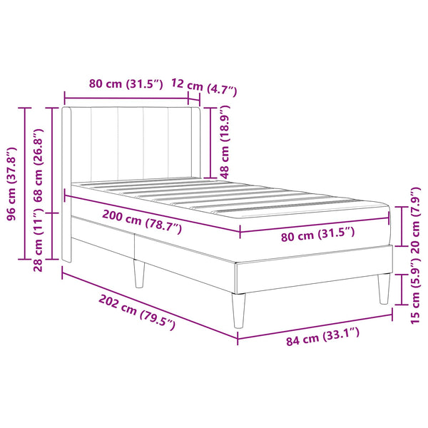 vidaXL Bed Frame with Mattress and Headboard Light Gray 80 x 200 cm Velvet