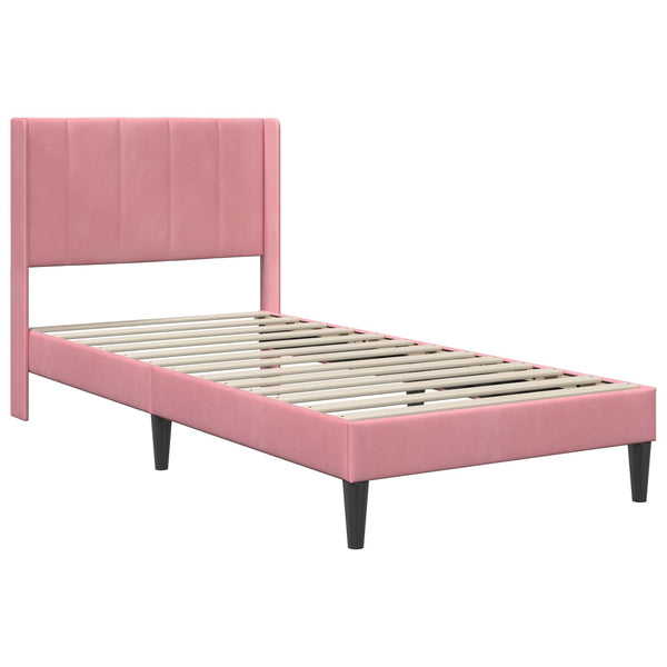vidaXL Bed Frame with Mattress with Headboard Pink 80 x 200 cm Velvet