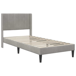 vidaXL Bed Frame with Mattress with Headboard Light Grey 90 x 190 cm Velvet