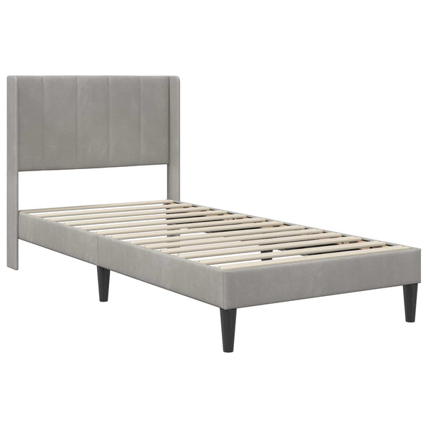 vidaXL Bed Frame with Mattress with Headboard Light Grey 90 x 190 cm Velvet