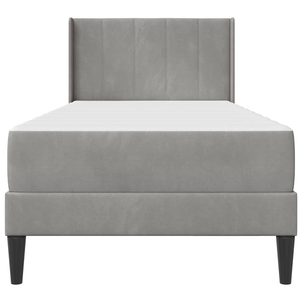 vidaXL Bed Frame with Mattress with Headboard Light Grey 90 x 190 cm Velvet