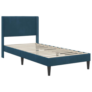 vidaXL Bed Frame with Mattress with Headboard Blue 90 x 190 cm Velvet