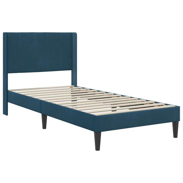 vidaXL Bed Frame with Mattress with Headboard Blue 90 x 190 cm Velvet