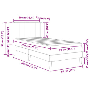 vidaXL Bed Frame with Mattress with Headboard Black 90 x 200 cm Velvet