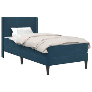 vidaXL Bed Frame with Mattress with Headboard Blue 90 x 200 cm Velvet