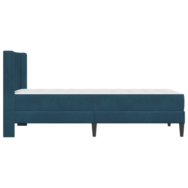vidaXL Bed Frame with Mattress with Headboard Blue 90 x 200 cm Velvet