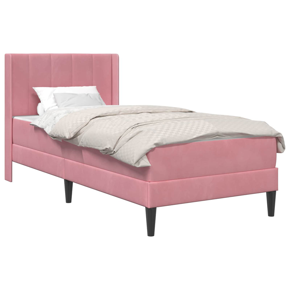 vidaXL Bed Frame with Mattress with Headboard Pink 100 x 200 cm Velvet