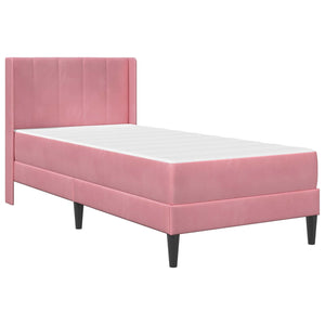 vidaXL Bed Frame with Mattress with Headboard Pink 100 x 200 cm Velvet