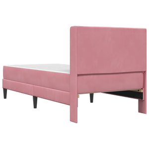 vidaXL Bed Frame with Mattress with Headboard Pink 100 x 200 cm Velvet