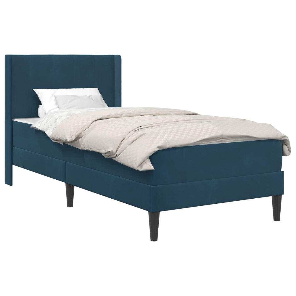 vidaXL Bed Frame with Mattress with Headboard Blue 100 x 200 cm Velvet