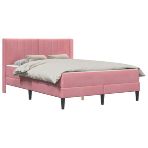 vidaXL Bed Frame with Mattress and Headboard Pink 140 x 190 cm Velvet