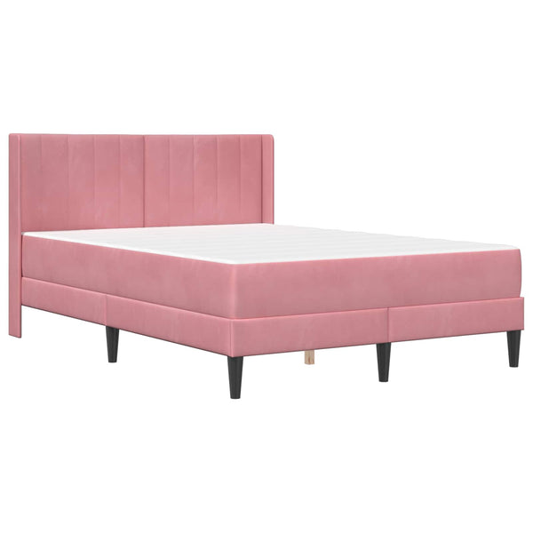 vidaXL Bed Frame with Mattress and Headboard Pink 140 x 190 cm Velvet