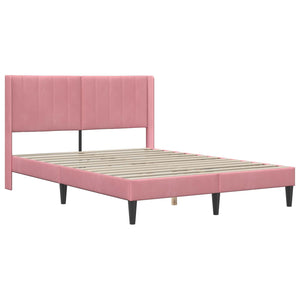 vidaXL Bed Frame with Mattress and Headboard Pink 140 x 190 cm Velvet