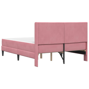 vidaXL Bed Frame with Mattress and Headboard Pink 140 x 190 cm Velvet
