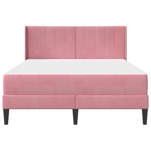 vidaXL Bed Frame with Mattress and Headboard Pink 140 x 190 cm Velvet