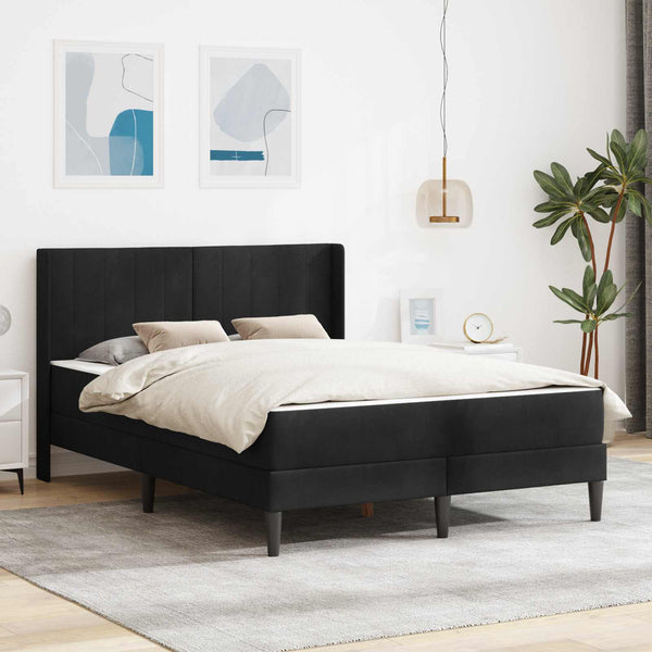 vidaXL Bed Frame with Mattress with Headboard Black 140 x 190 cm Velvet