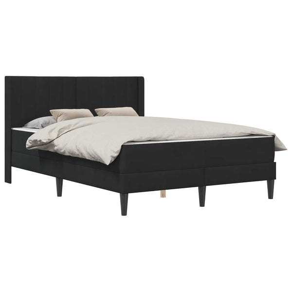 vidaXL Bed Frame with Mattress with Headboard Black 140 x 190 cm Velvet