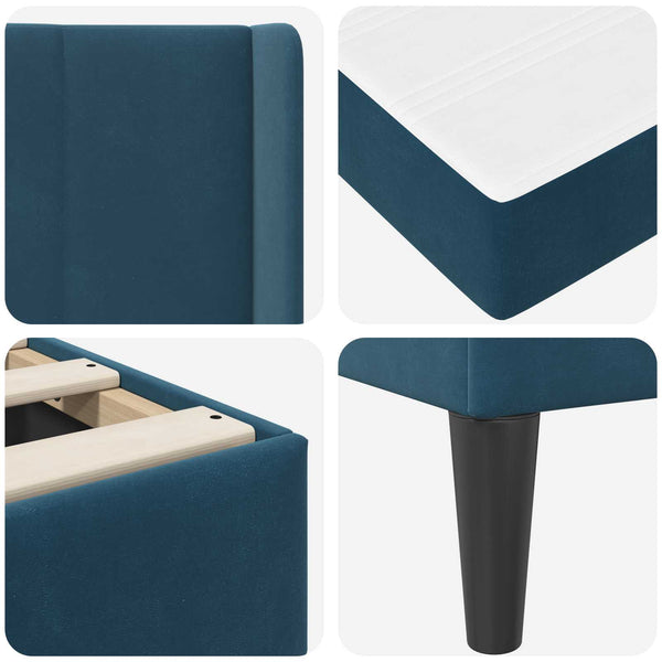 vidaXL Bed Frame with Mattress and Headboard Blue 140 x 190 cm Velvet
