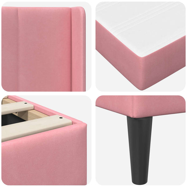 vidaXL Bed Frame with Mattress and Headboard Pink 140 x 200 cm Velvet