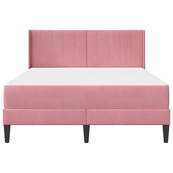 vidaXL Bed Frame with Mattress and Headboard Pink 140 x 200 cm Velvet