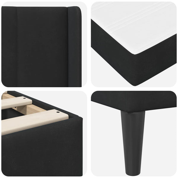 vidaXL Bed Frame with Mattress with Headboard Black 160 x 200 cm Velvet