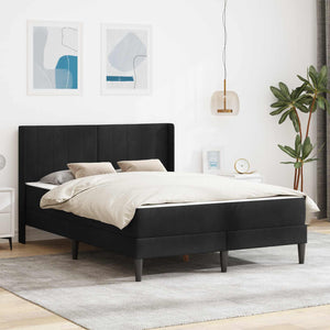 vidaXL Bed Frame with Mattress with Headboard Black 160 x 200 cm Velvet