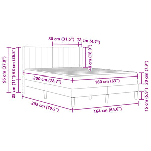 vidaXL Bed Frame with Mattress with Headboard Black 160 x 200 cm Velvet