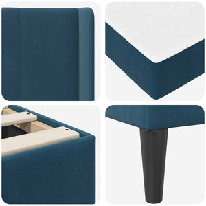 vidaXL Bed Frame with Mattress with Headboard Blue 160 x 200 cm Velvet