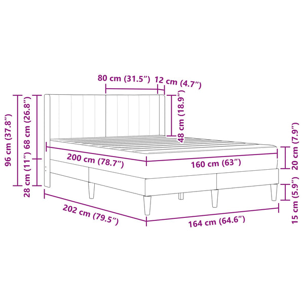 vidaXL Bed Frame with Mattress with Headboard Blue 160 x 200 cm Velvet