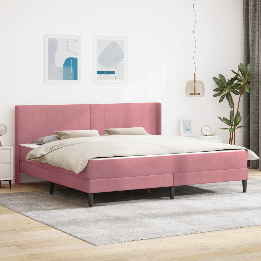 vidaXL Bed Frame with Mattress with Headboard Pink 180 x 200 cm Velvet